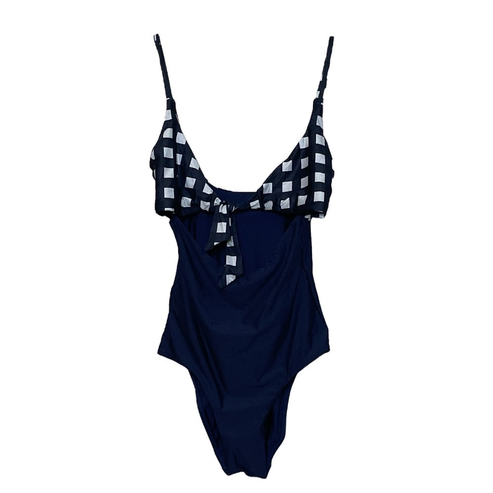 NWOT Pilyq Navy / White Cutout Monokini One Piece Swimsuit Sz. S
